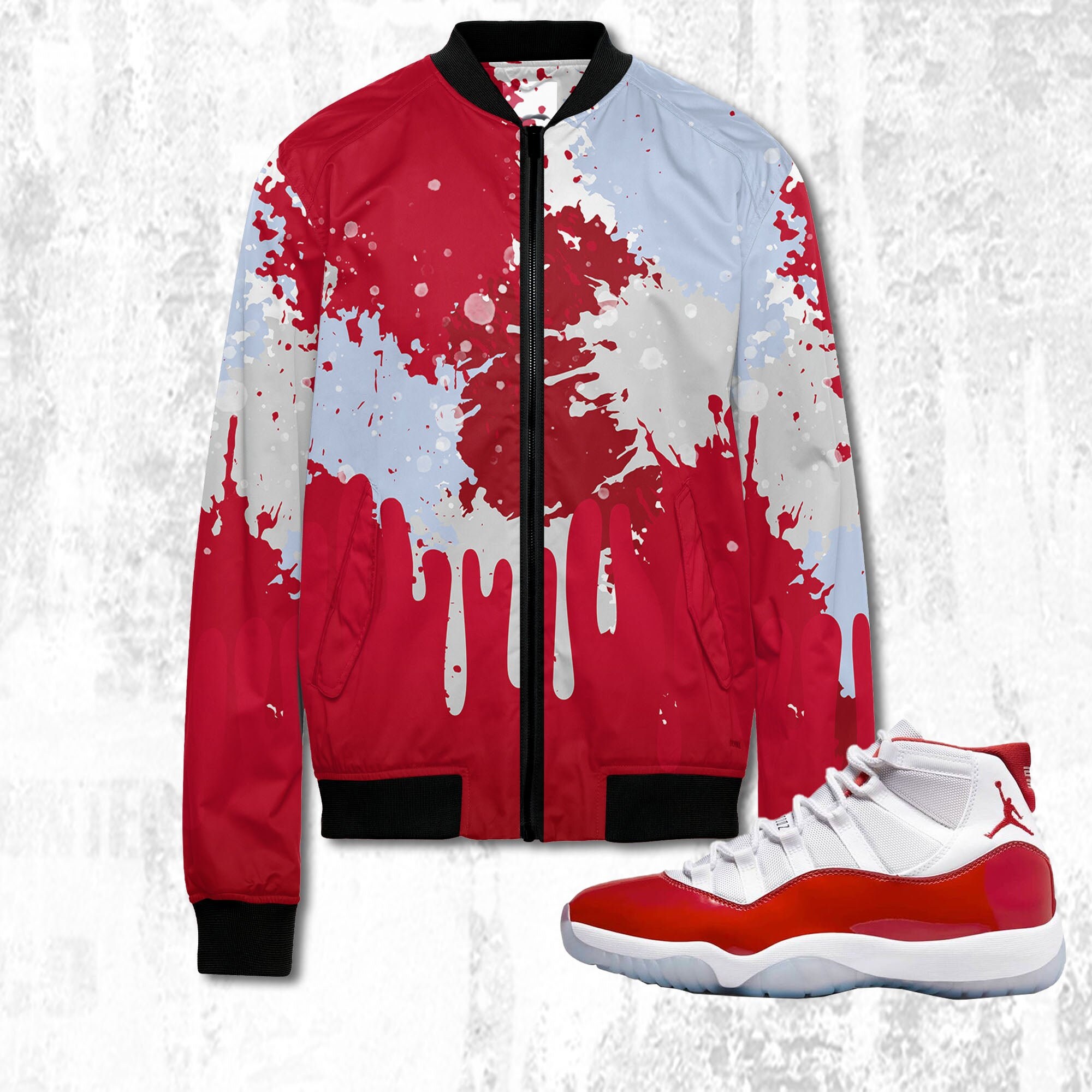 Colorful 3D Art.Jordan 11 Cherry, oversize Bomber, jacket trending 2022, Bomber match Jordan,Colorful bomber hot