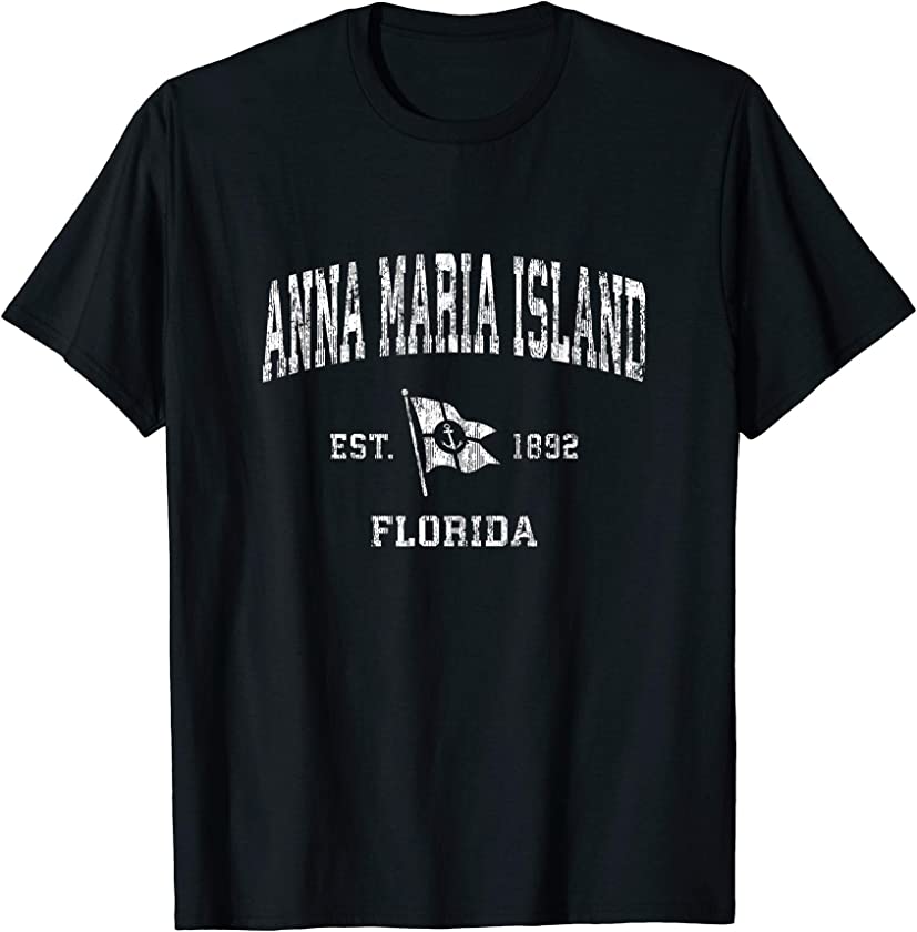 Anna Maria Island FL Vintage Nautical Boat Anchor Flag T-Shirt