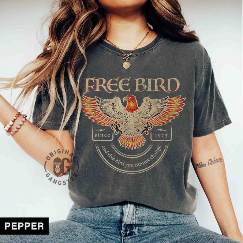 Free Bird Shirt, Comfort Colors Band TShirt, Old School Band T-shirt, Retro Music Shirt, Rock Band Tee, Oversized Trendy Shirts