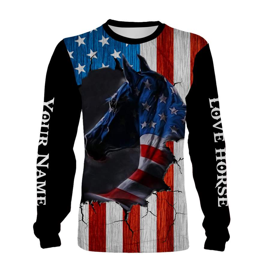 Love Horse American Flag 3D All over printing Sweatshirt, Hoodie, Zip up Hoodie – Gift ideas for Horse lovers Men, Women and Kid – FSD952