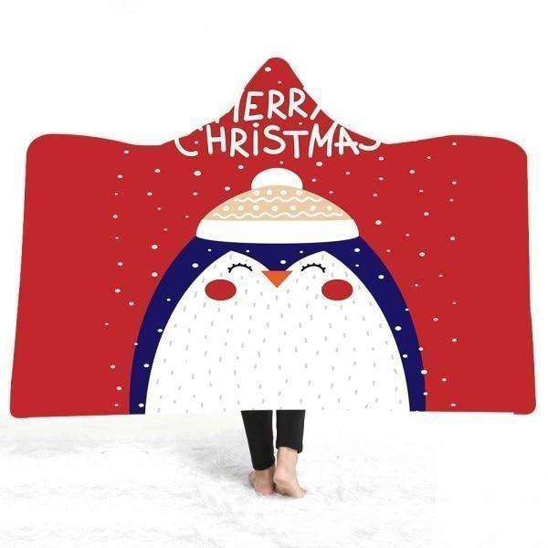 X-Mas Cute Penguins Hooded Blanket Christmas Decoration Ideas