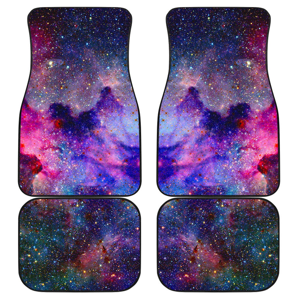 Colorful Nebula Galaxy Space Print Front And Back Car Floor Mats, Front Car Mat