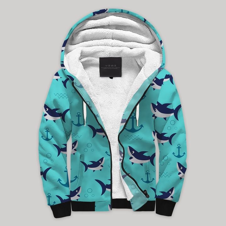 Anchor And Shark Blanket Fleece Zip Hoodie All Over Print | Fz974