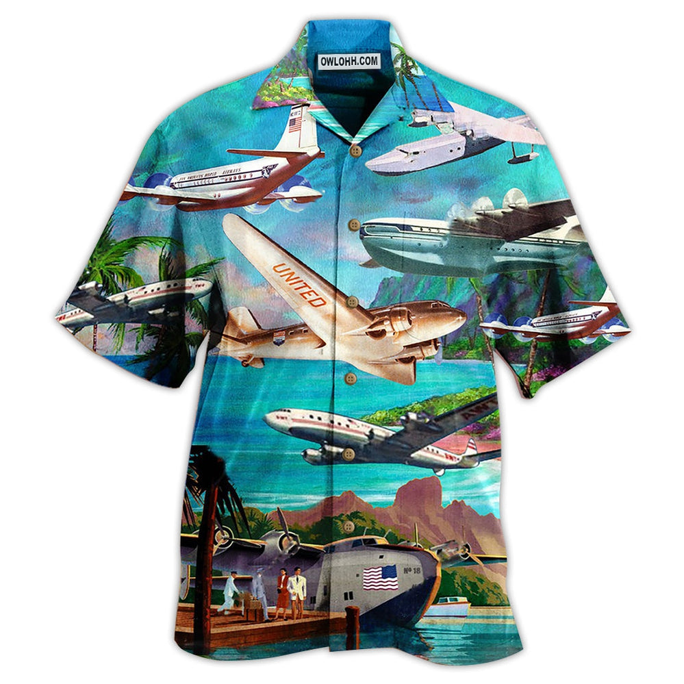 Airplane Fly To Hawaii Aircraft Love Life – Hawaiian Shirt  – Owl Ohh