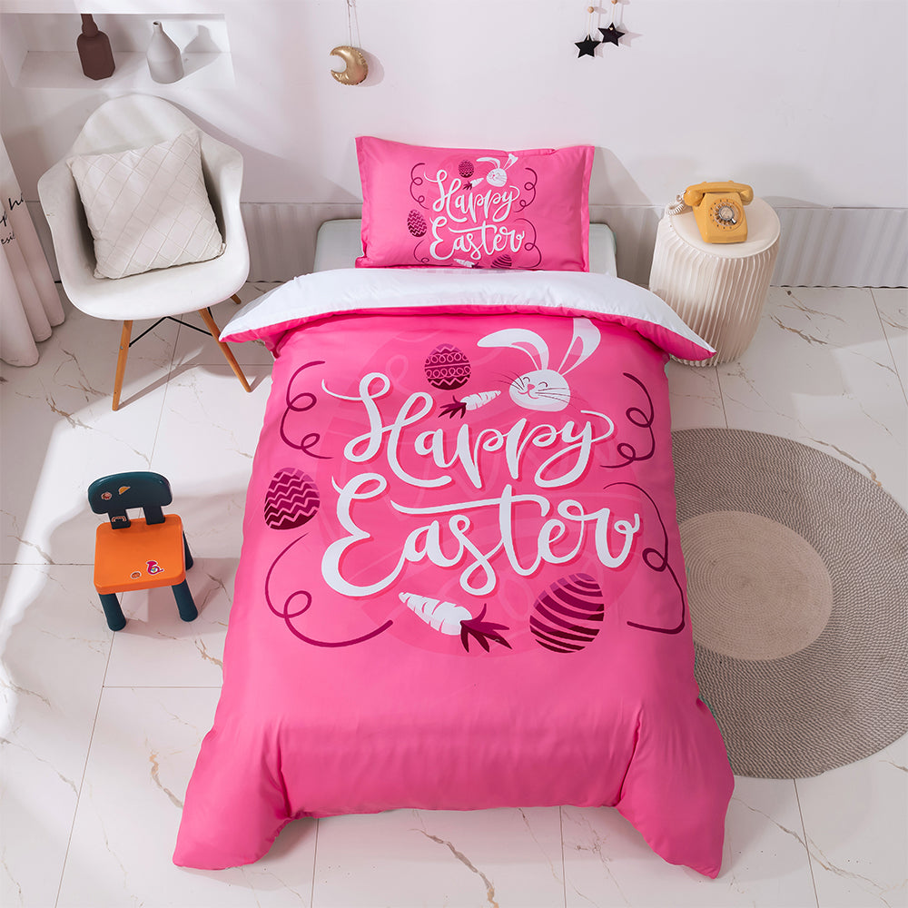 3D Cartoon Pink Rabbit Carrot Quilt Cover Set Bedding Set Duvet Cover Pillowcases 97