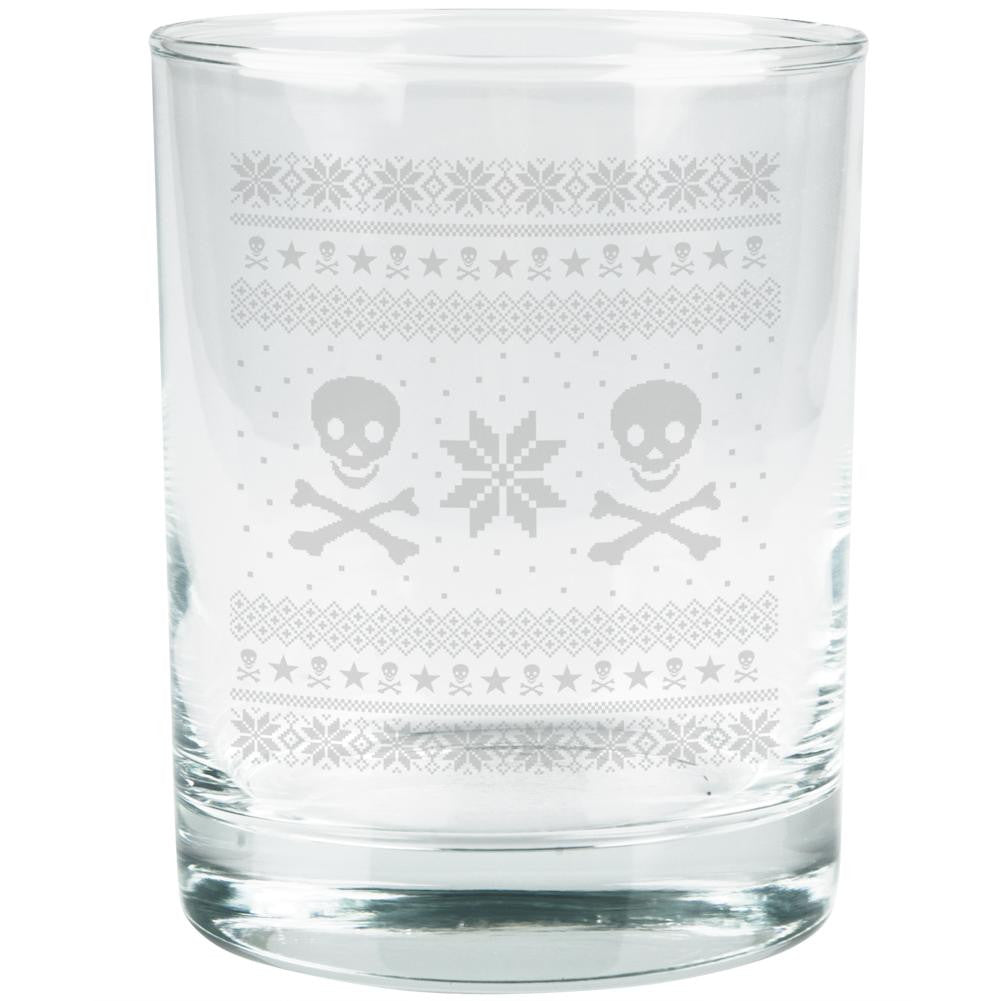 Skull And Crossbones Ugly Christmas Sweater Etched Glass Tumbler