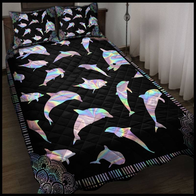 Awesome Dolphin Hologram G508 – Quilt Bedding Set