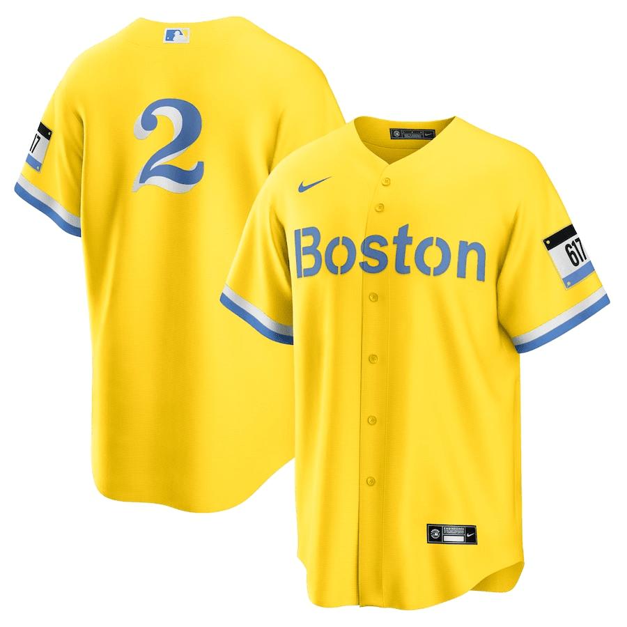 Xander Bogaerts 2 Boston Red Sox City Connect Jersey – Gold/Light Blue