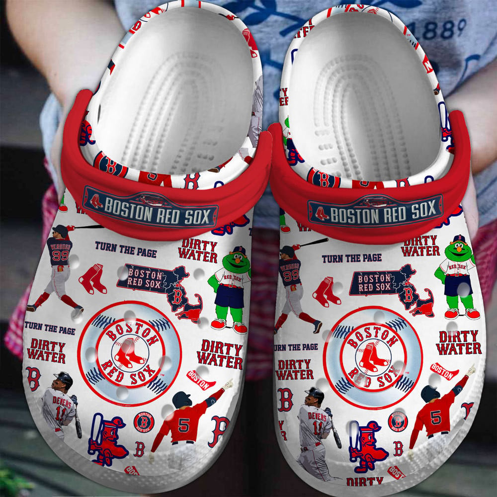 Boston Red Sox Baseball team MLB Sport Crocs Clogs Crocband Shoes Comfortable For Men Women and Kids