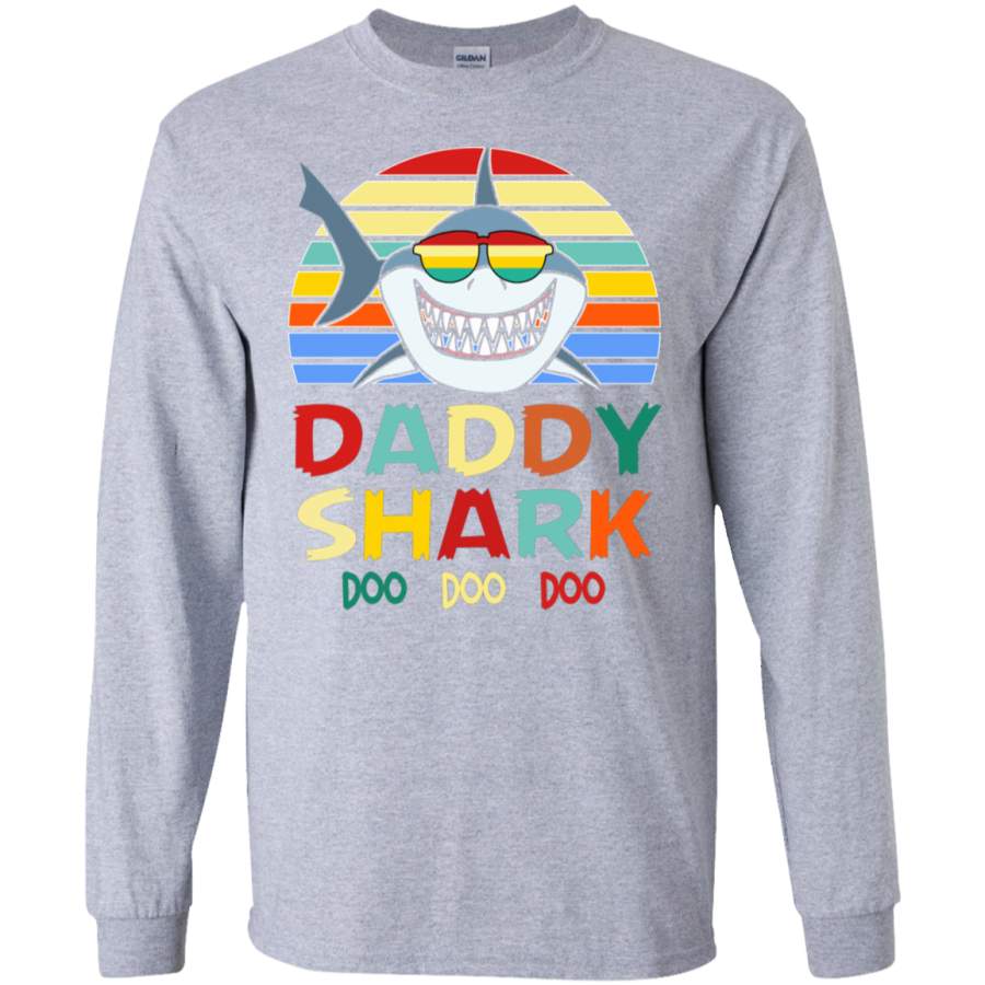 AGR Retro Vintage Daddy Shark Tshirt gift for Father Long Sleeve T-Shirt