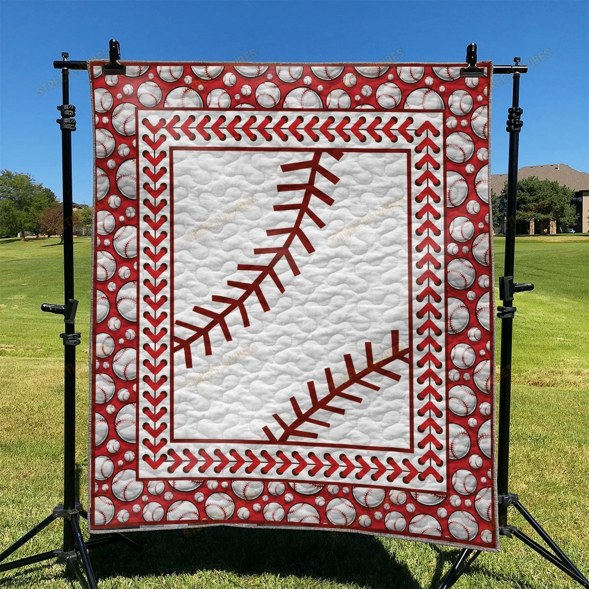 Red Baseball Quilt Blanket