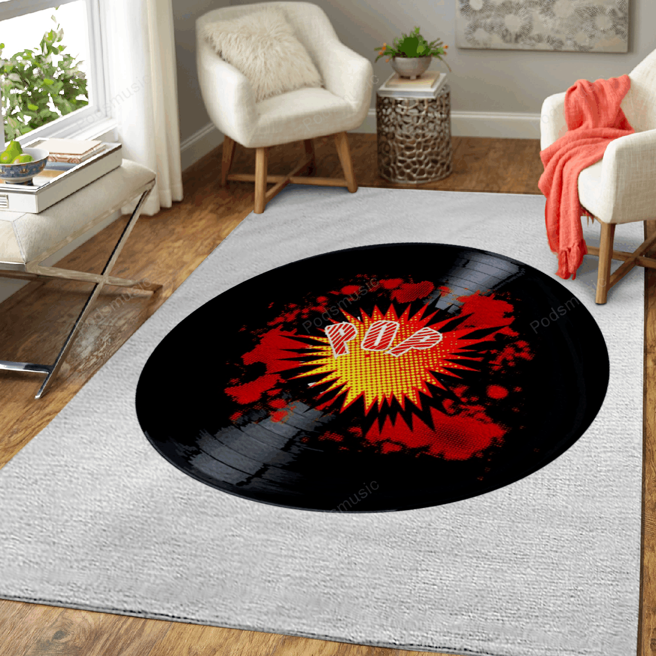 Exploding Pop Music Record – Musical Art For Fans Area Rug Carpet