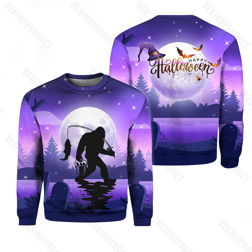 Big Foot Fishing Halloween Crewneck Sweatshirt All Over Print Sweatshirt For Women Sweatshirt For Men Swn1239