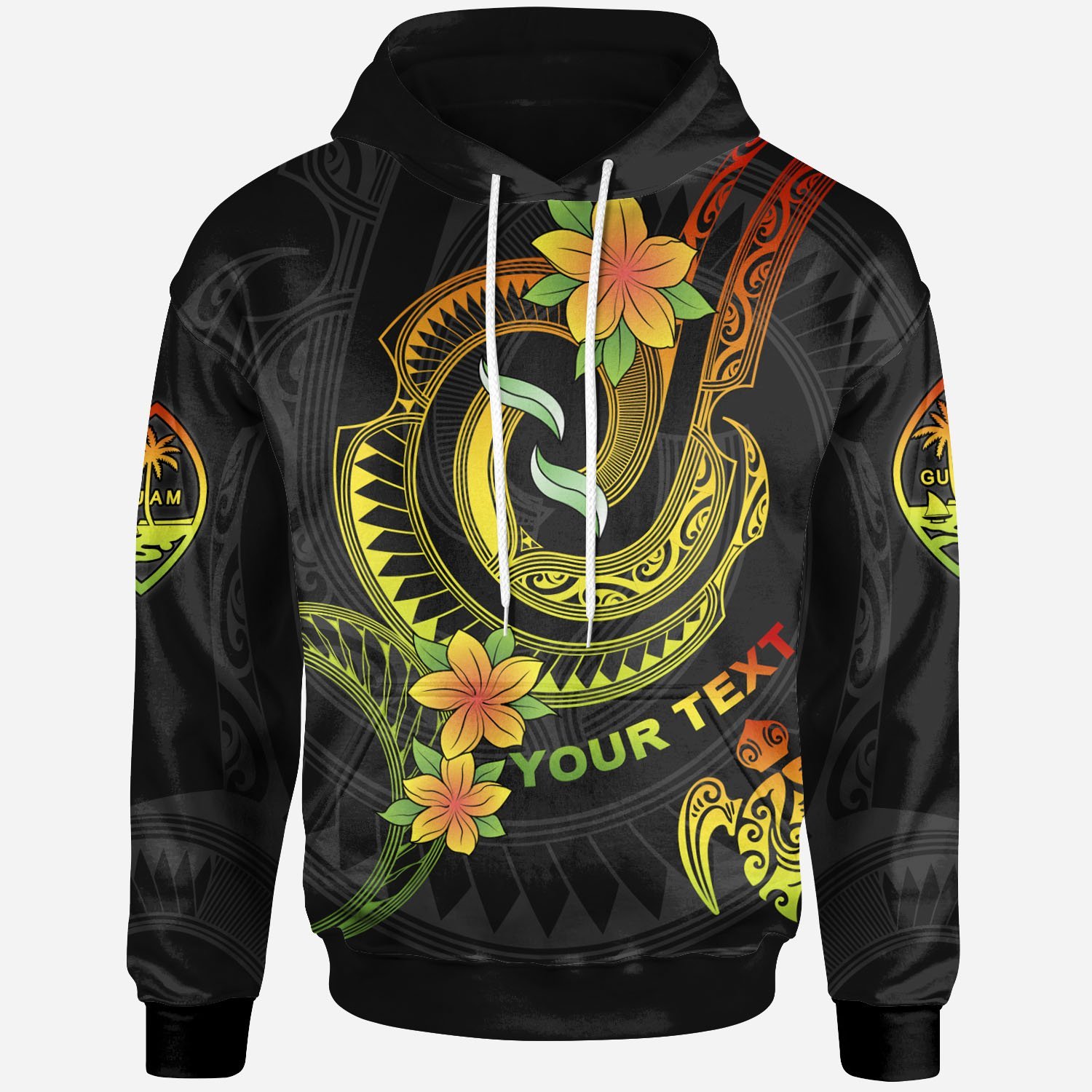 Guam Custom Personalised Hoodie – Reggae Plumeria Flowers with Spiral Patterns – BN26