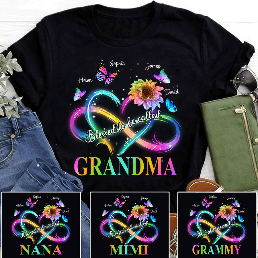 Blessed To Be Called Grandma Kid Butterflies T-Shirt