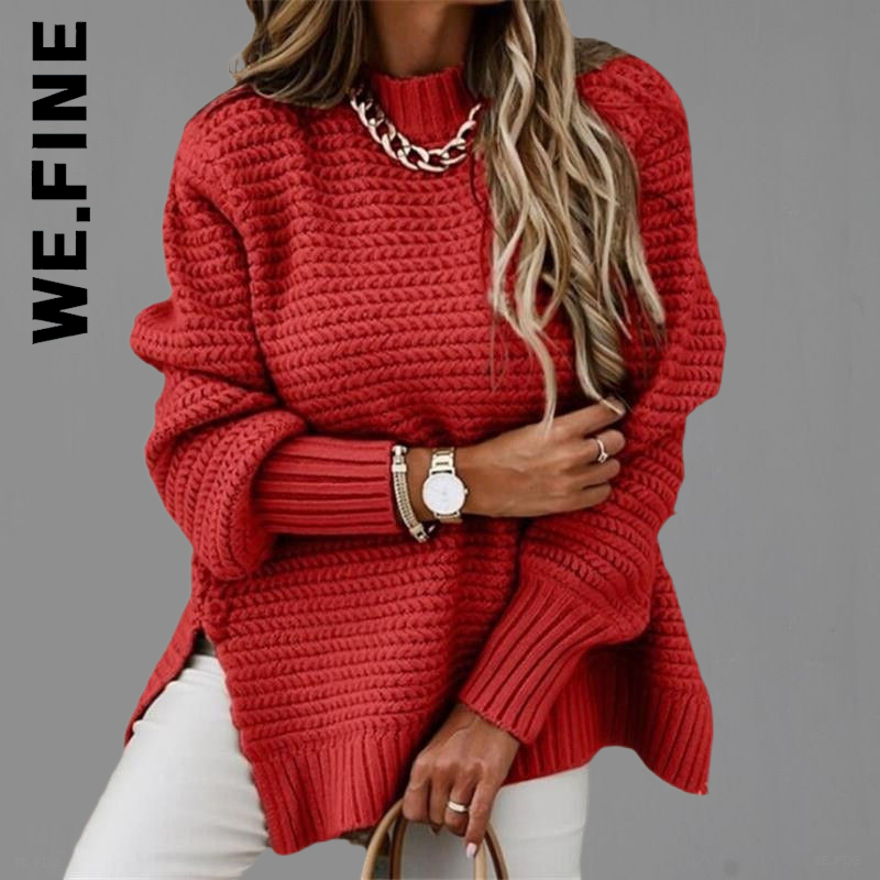 We.Fine Knitted Women Sweater New Sexy Popular Women’s Jumper 2023 O-neck Cheap Girl Top Women Loose Chic Women’s Clothing alx