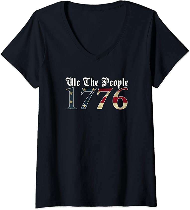 Womens We The People Since 1776 – Vintage Gift-able V-Neck T-Shirt