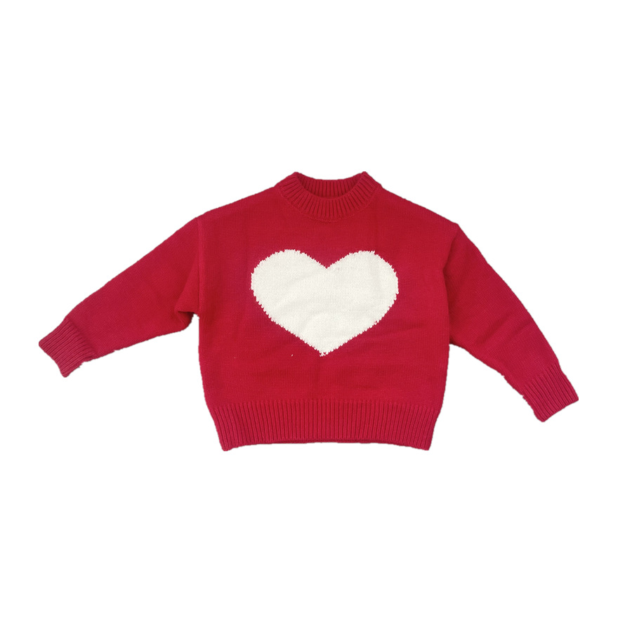 2022 Autumn Winter Girls Boys Cute Heart Knitted Sweaters Baby Kids Children Long Sleeve Shirt Two Colors alx