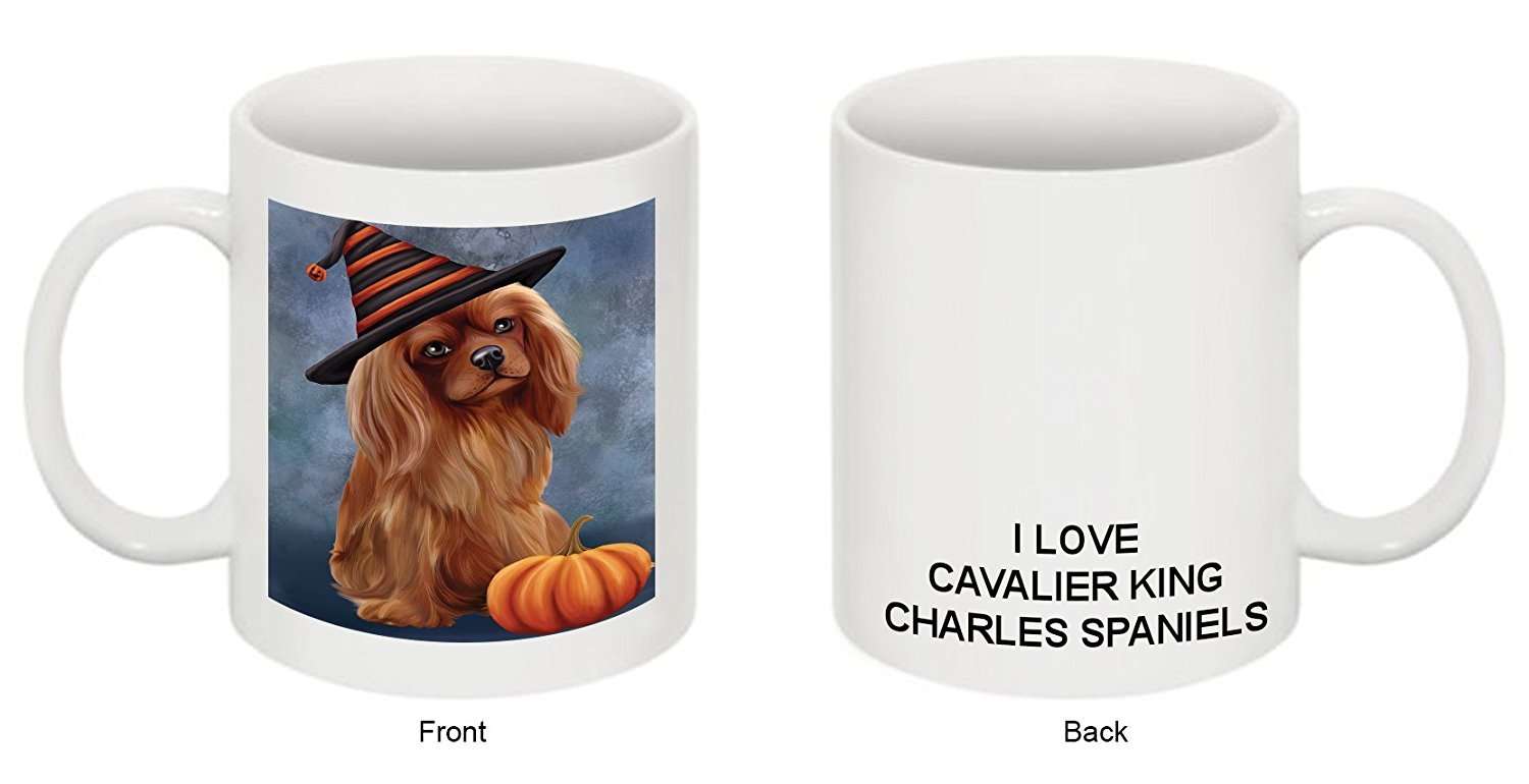 Christmas Happy Holidays Cavalier King Charles Spaniel Puppy Wearing Witch Hat Mug Cmg0635