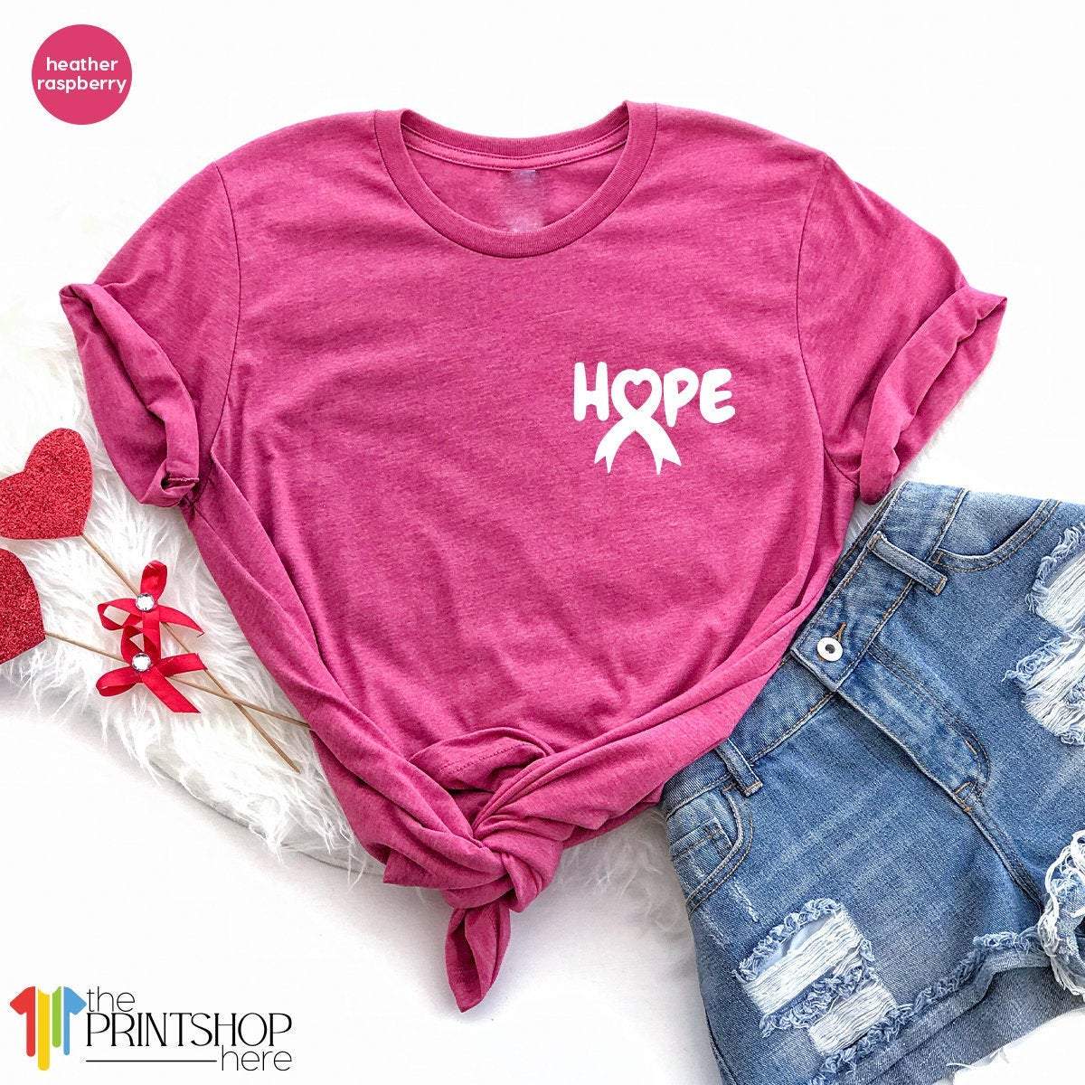 Breast Cancer Shirt, Hope Cancer Ribbon Shirt, Cancer Awareness Tee, Pink Cancer Ribbon, Cancer Shirts, Cancer Survivor Shirt, Cancer Tee