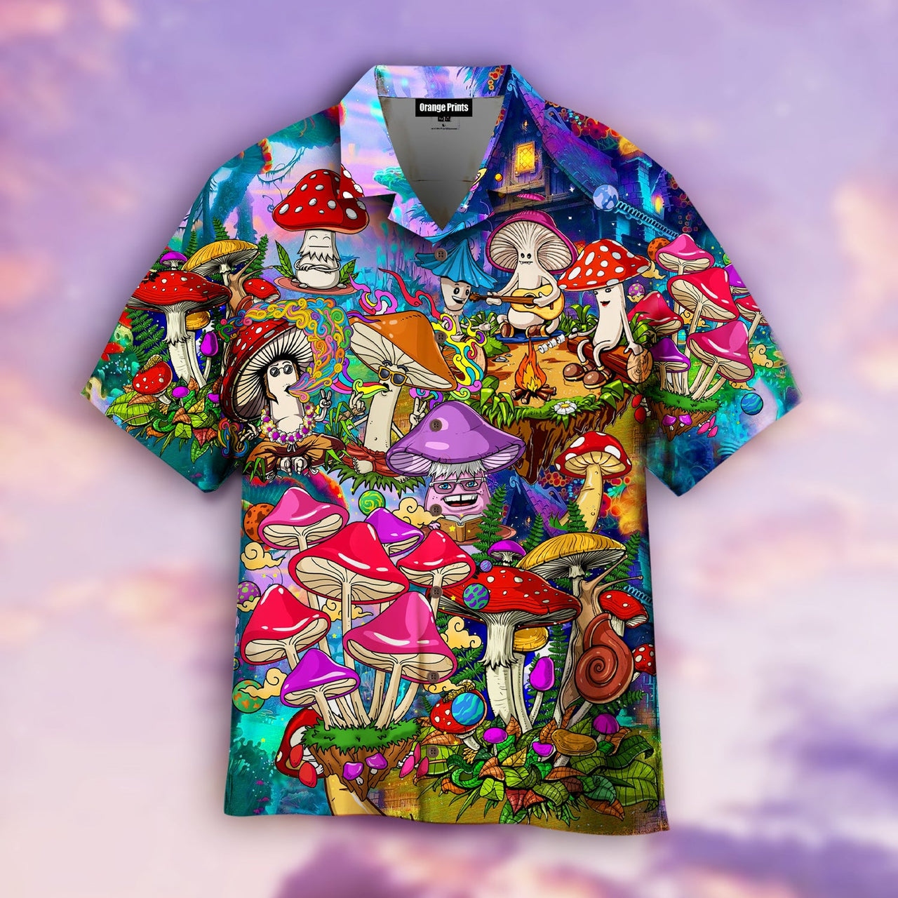 Hippie Mushroom Magic Kingdom Colorful Aloha Hawaii Shirts For Men Women Ha1019