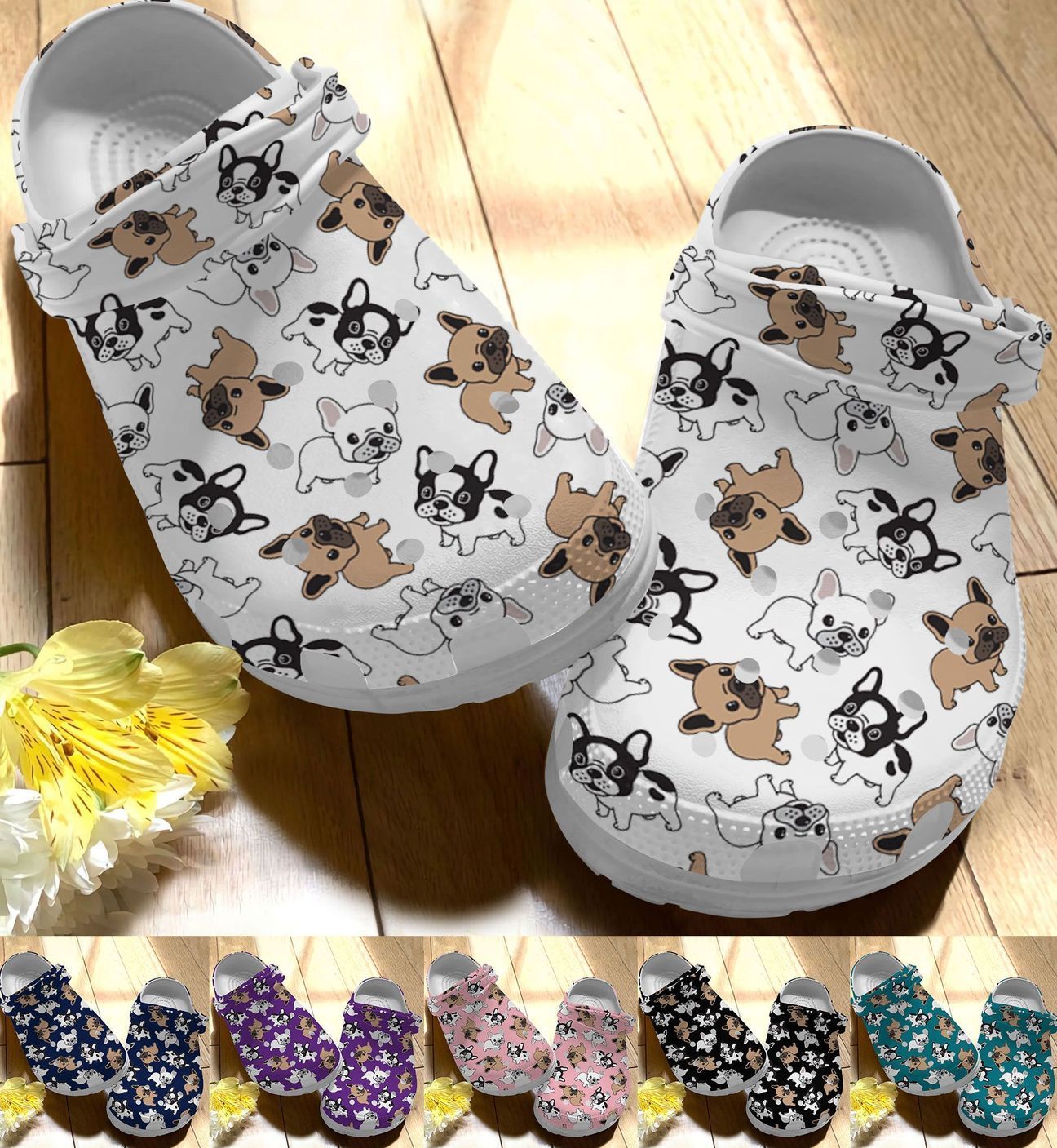 French Bulldog Personalized Clog, Custom Name, Text I Love French Bulldogs, Fashion Style For Women, Men, Kid, Print 3D