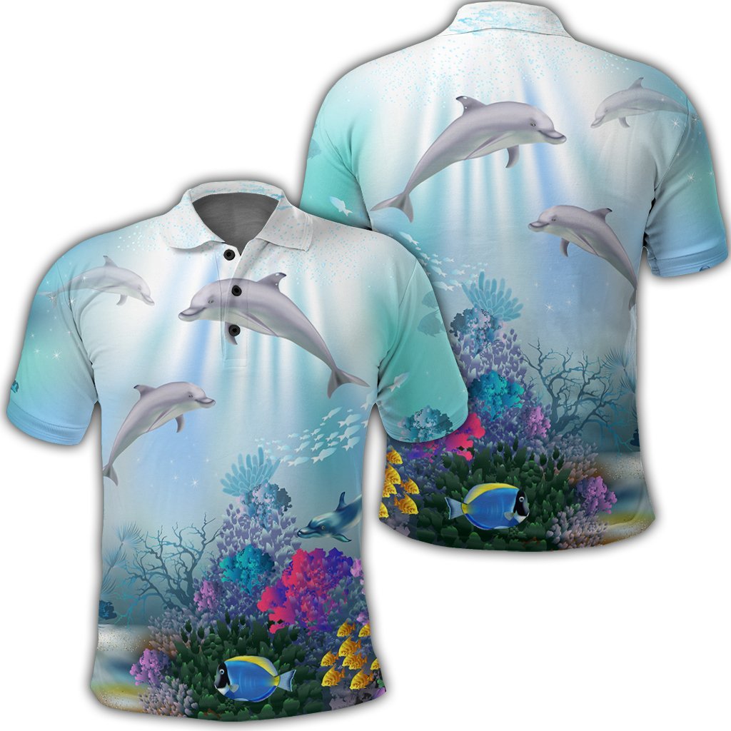 Hawaiian Dolphins Play The Ocean Polynesian Polo Shirt – AH – J4R