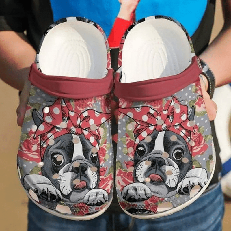 Cute Awesome Boston Terrier Floral 102 Gift For Lover Rubber clog Shoes Comfy Footwear