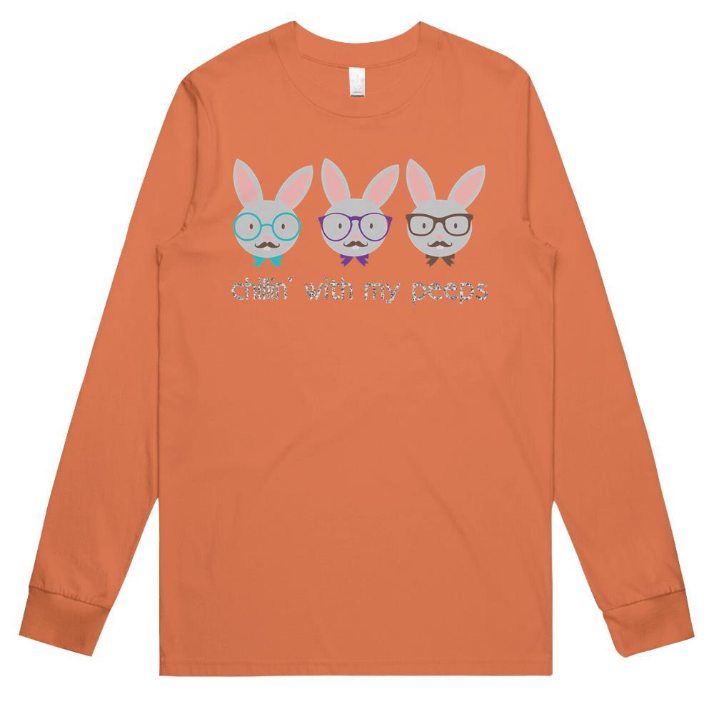 Chillin With My Peeps Bunny Rabbit Easter Day Eggs Hunting Long Sleeve T Shirts