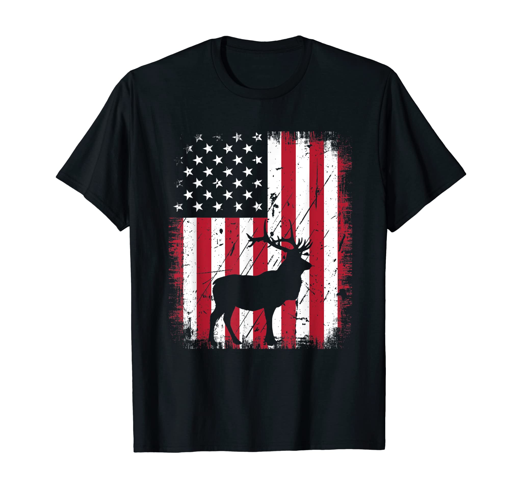 Vintage Elk USA American Flag 4th Of July Patriotic Shirt