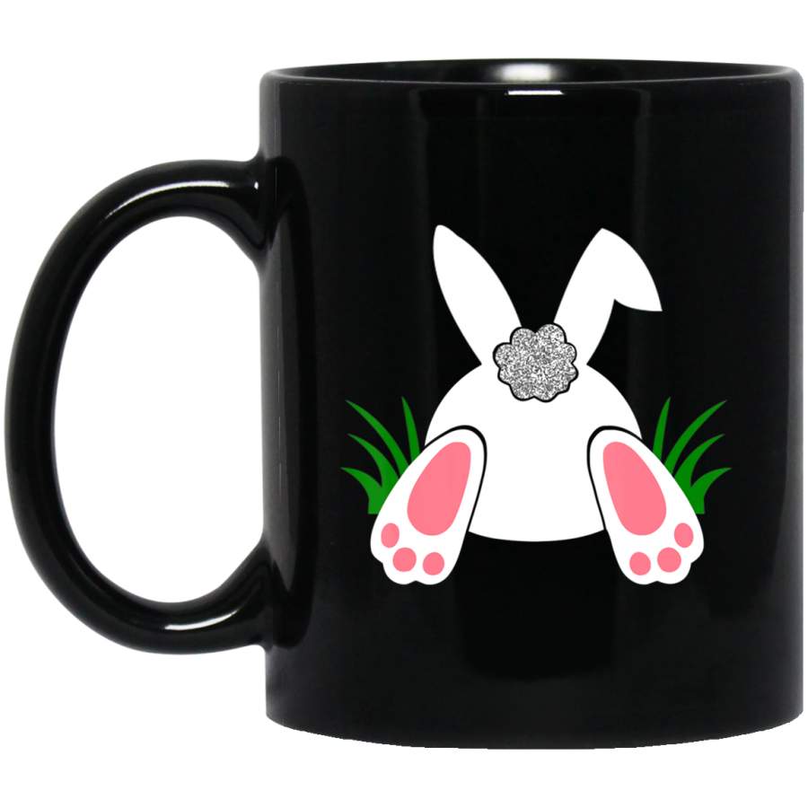 Bunny Butt Funny Easter Day Gift for Men Women Kids 11oz 15oz Black Mug Happy Easter Day Funny Colors Eggs Bunny Ears Peeps Cute