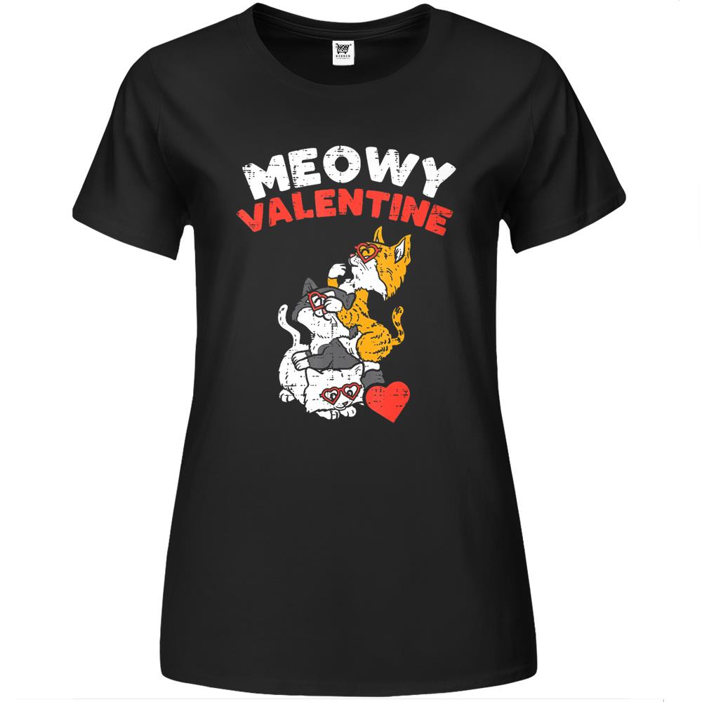 Meowy Valentine Cats Cute Kitten Cat Valentines Day Women Premium Womens T Shirts