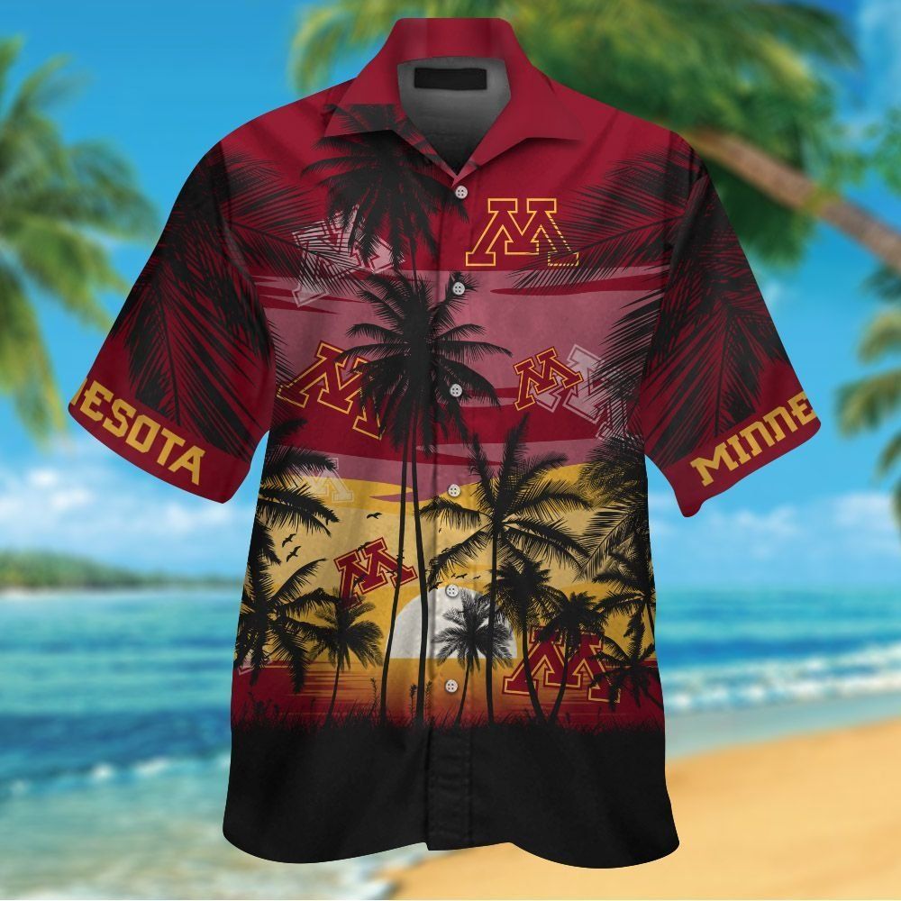 Minnesota Golden Gophers Short Sleeve Button Up Tropical Hawaiian Shirt Ver02