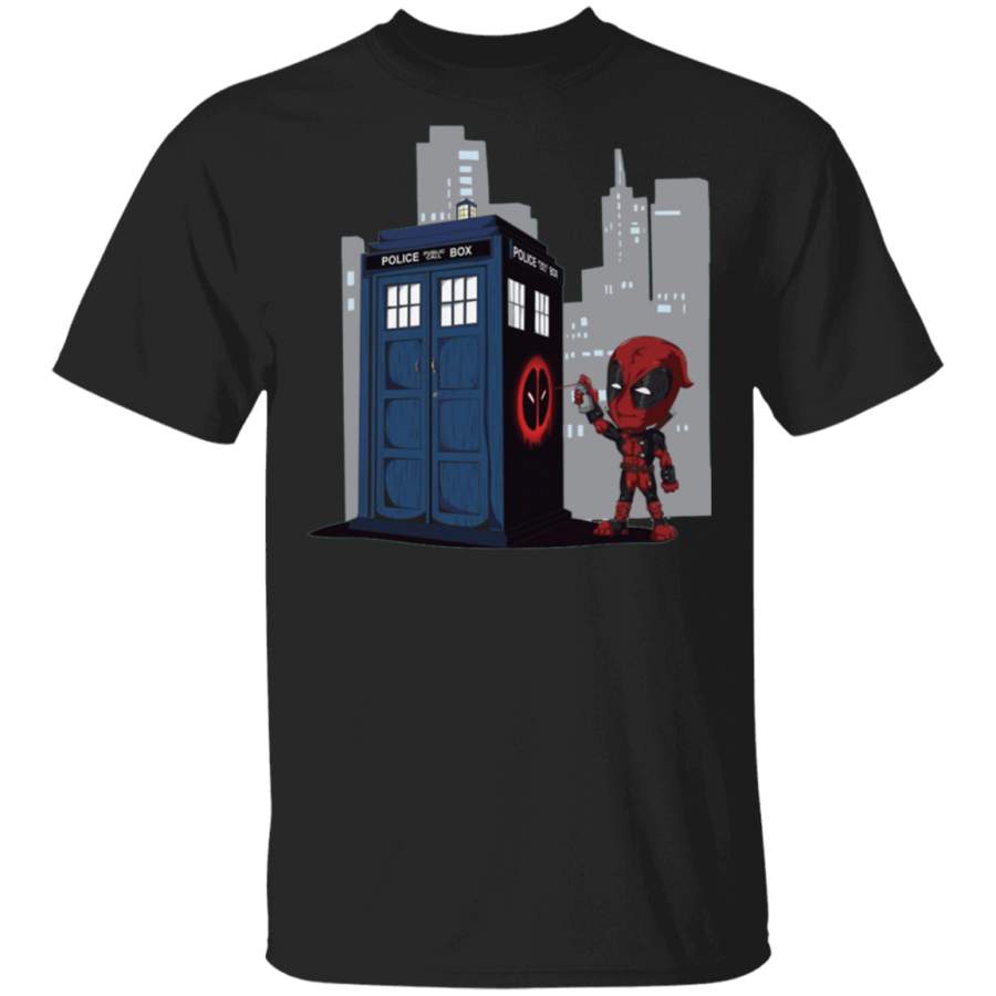 Spiderman Painted On Police Box Funny T Shirt