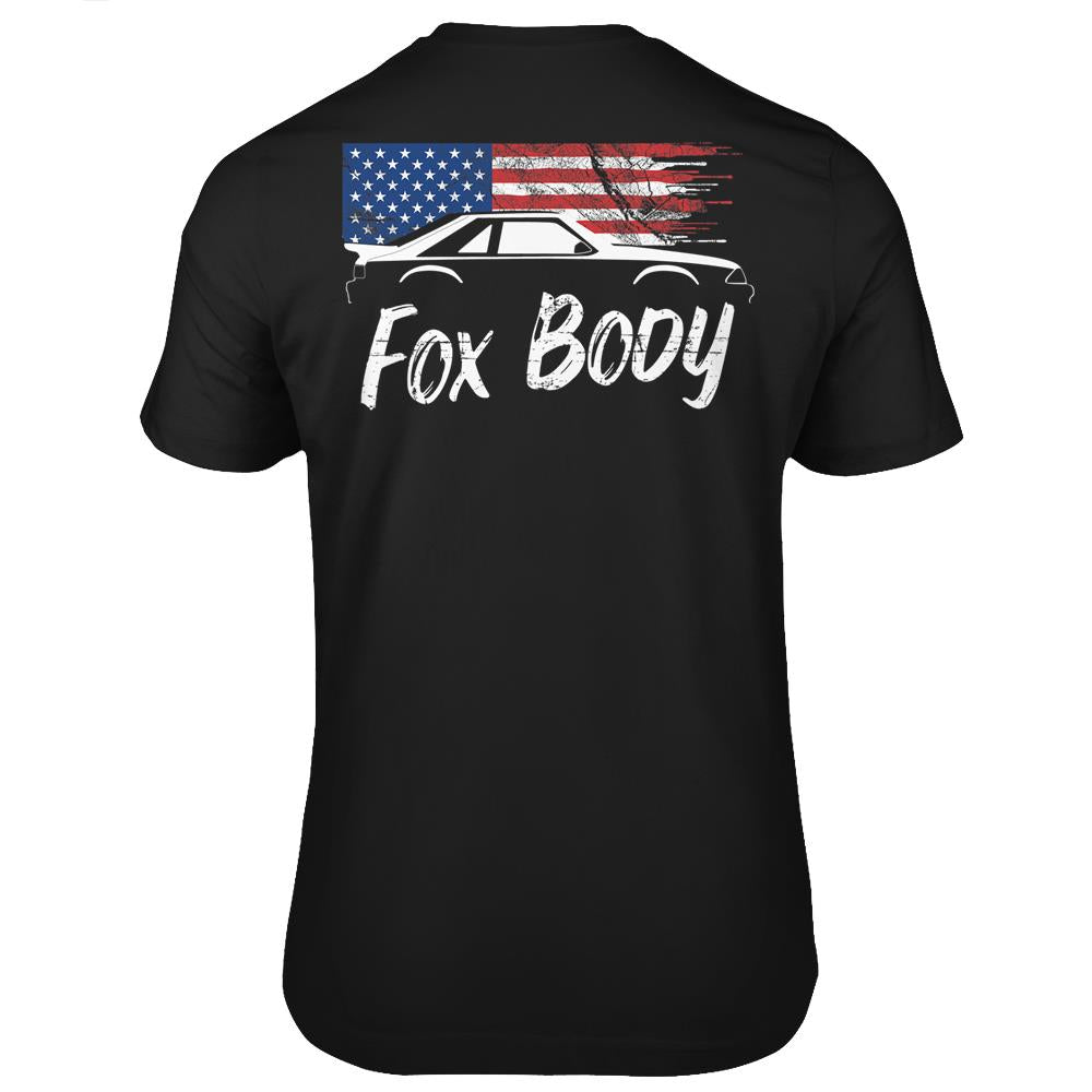 Foxbody 5.0 American Flag Stang Muscle Car T Shirts Print On Back