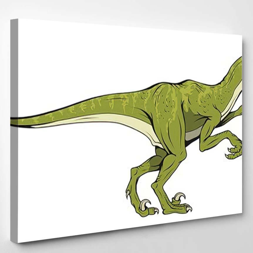 Velociraptor Hand Drawn Dinosaur Vector Graphic – Dinosaur Animals Canvas Print