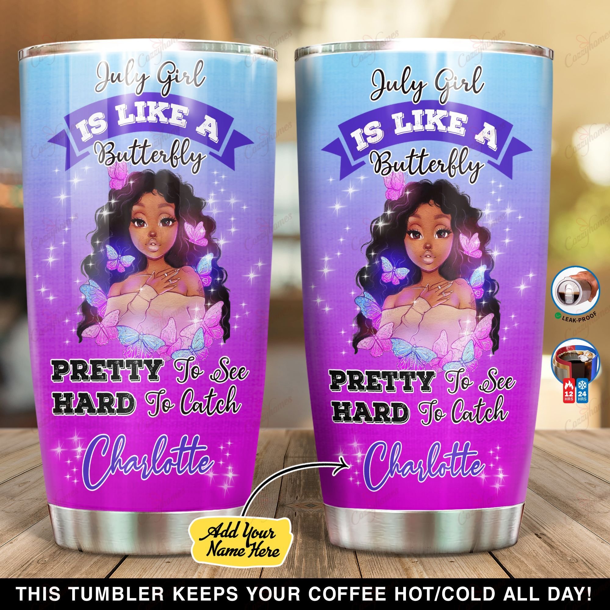 Personalized Beautiful Black Girl With Butterfly NI3103001YT Tumbler