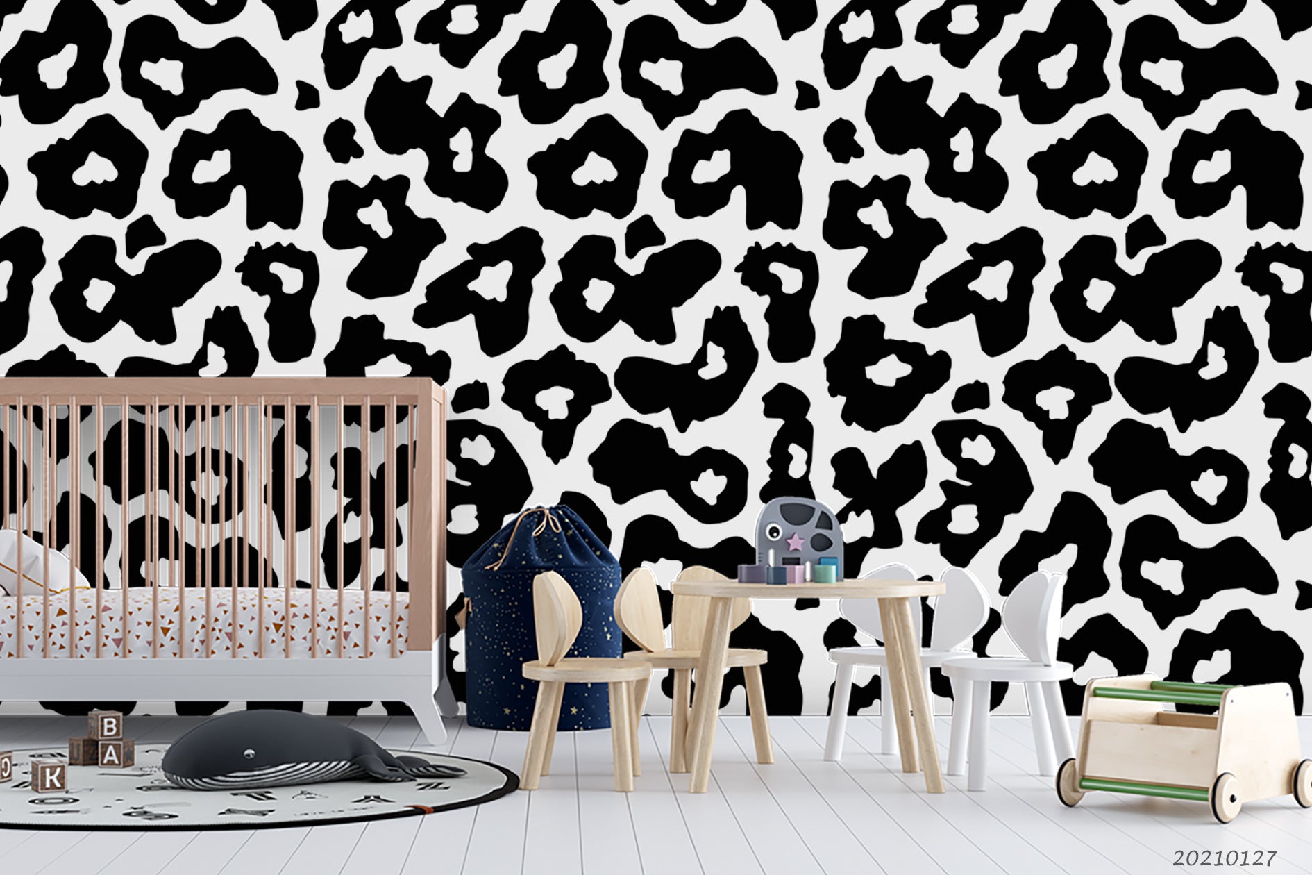 3D Hand Drawn Black Animal Print Wall Mural Wallpaper Lqh 93