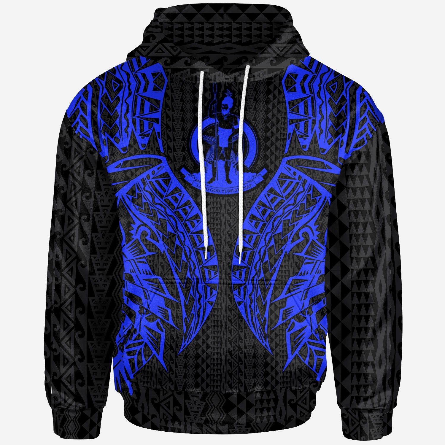 Vanuatu Hoodie – Polynesian Lion Head Blue Style