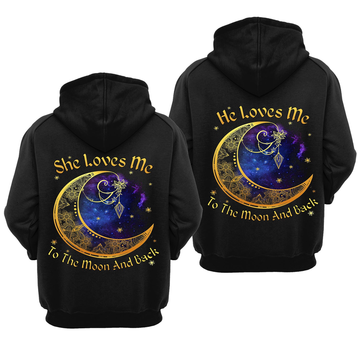 Loves Me To The Moon And Back Valentine Gift Couple Matching Hoodie