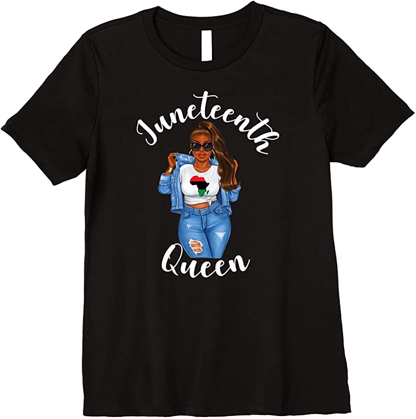 Womens Juneteenth Queen African Color Flag Womens Black Proud Cute Premium T-Shirt