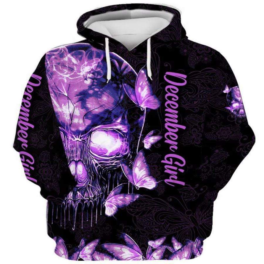 Butterfly Sugar Skull December Girl Hoodie 3D All Over Print Custom Month