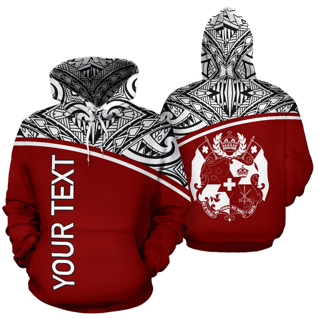 Tonga All Over Custom Personalised Hoodie – Red Curve – BN09