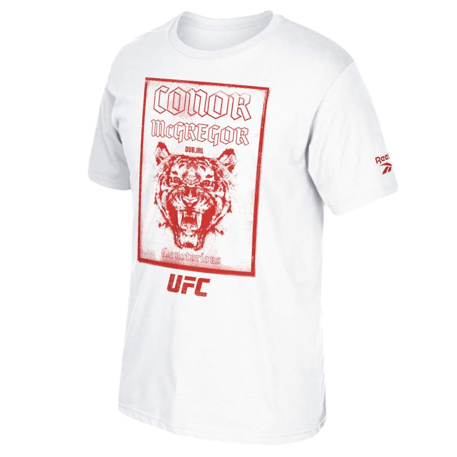 UFC Conor McGregor Fan Gear Red Tiger Graphic Crew T-Shirt – White