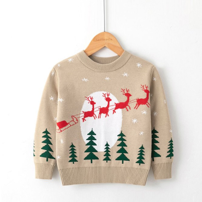 2022 new autumn and winter Christmas sweater children’s Christmas moose pullover sweater girls boys sweaters children’s clothing alx