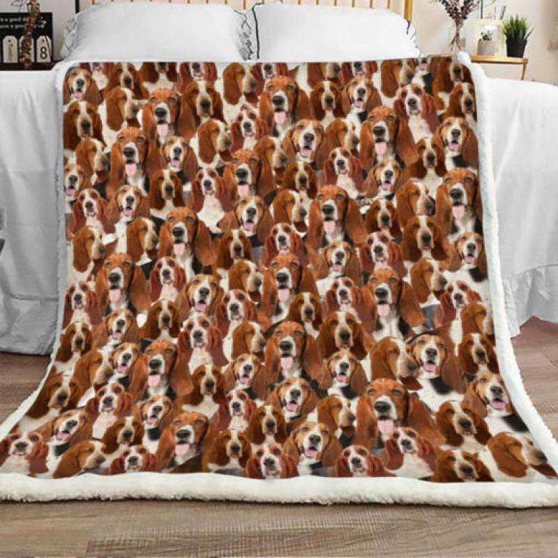 Basset Hound Dog Sherpa Blanket JR1302 81O59