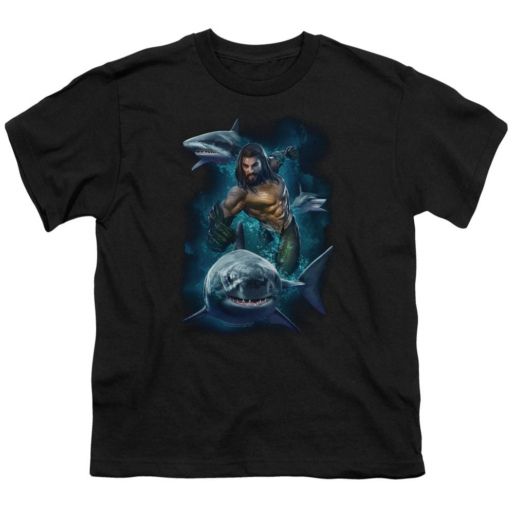 Aquaman Movie Swimming With Sharks – Youth T-Shirt