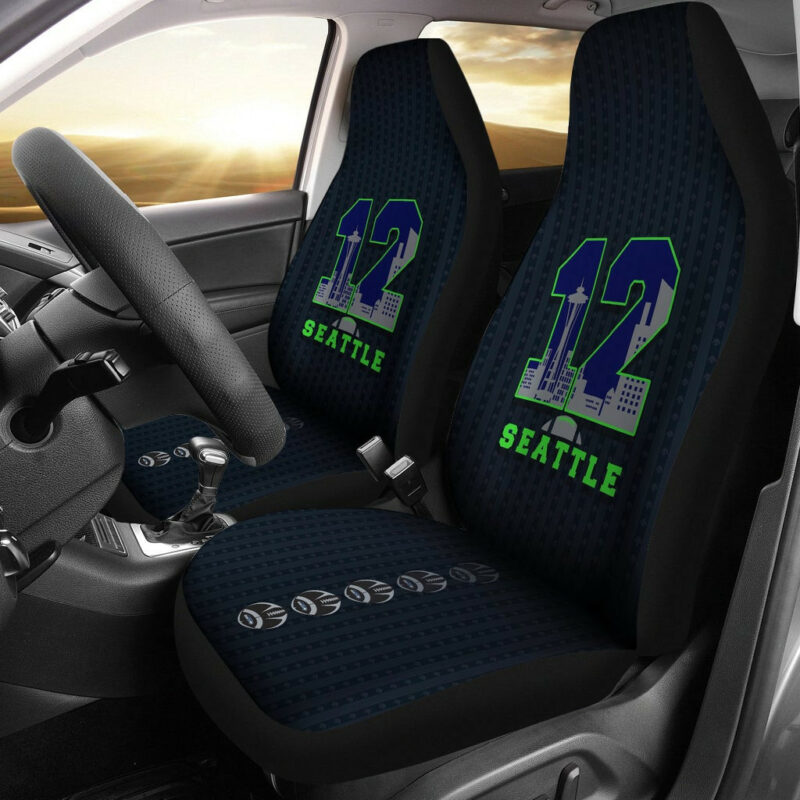 American Football Team Car Seat Covers – Seattle Seahawks City Number 12 Rugby Balls Seat Covers