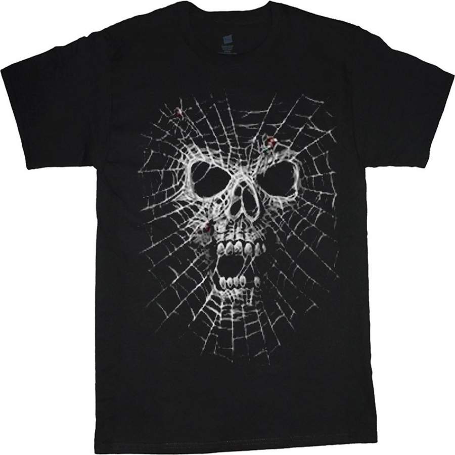 Spider Web Skull Decal Tee Fashion O-Neck Short Sleeved T-Shirts Summer Funny Loose Tee Shirt For Men