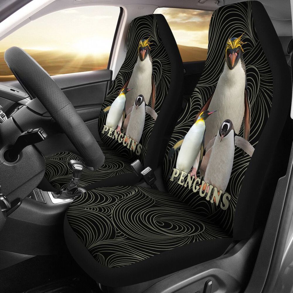 Fun Car Decor Penguins Twisted Seat Covers